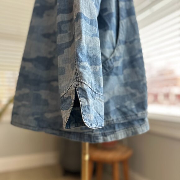 Duluth Trading Organic Cotton Chambray Blue Camo Garden Smock Sz XL - Picture 6 of 14